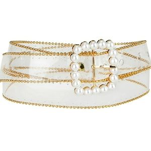 Womens Clear Waist Belt -Gold